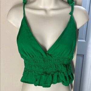 Sim & Sam linen blend green tank top
